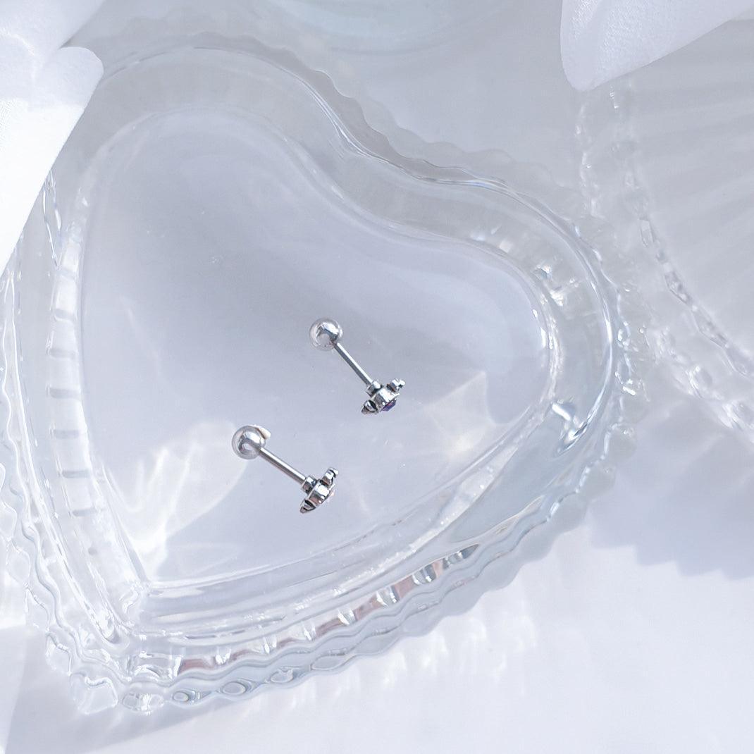 アンティーク ハート リリー オーロラ キュービック ピアッシング (2Color) - 4MiLi (フォーミリ)