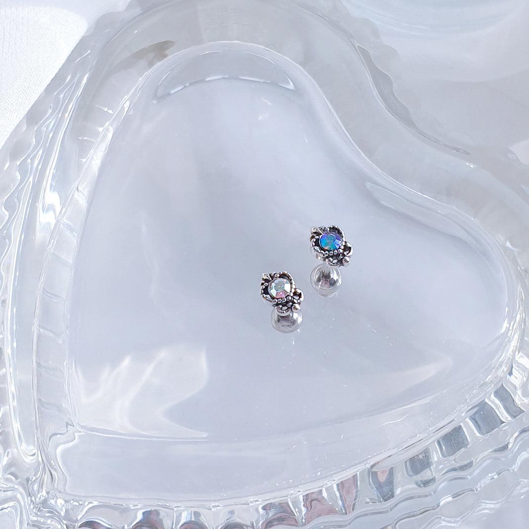 アンティーク ハート リリー オーロラ キュービック ピアッシング (2Color) - 4MiLi (フォーミリ)