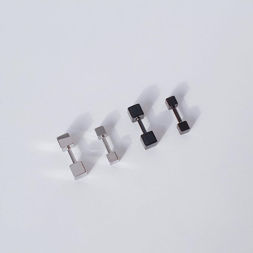 スクエア 四角 シンプルキューブ ピアッシング (2Color 2Size) - 4MiLi (フォーミリ)