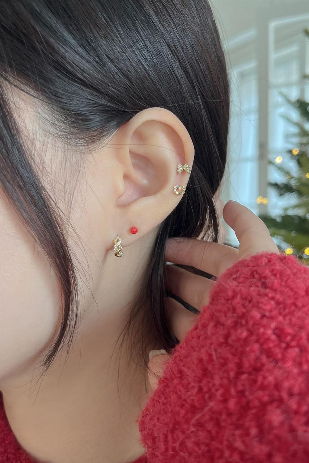 14k heart wreath half cubic piercing 21G - 4MiLi (フォーミリ)