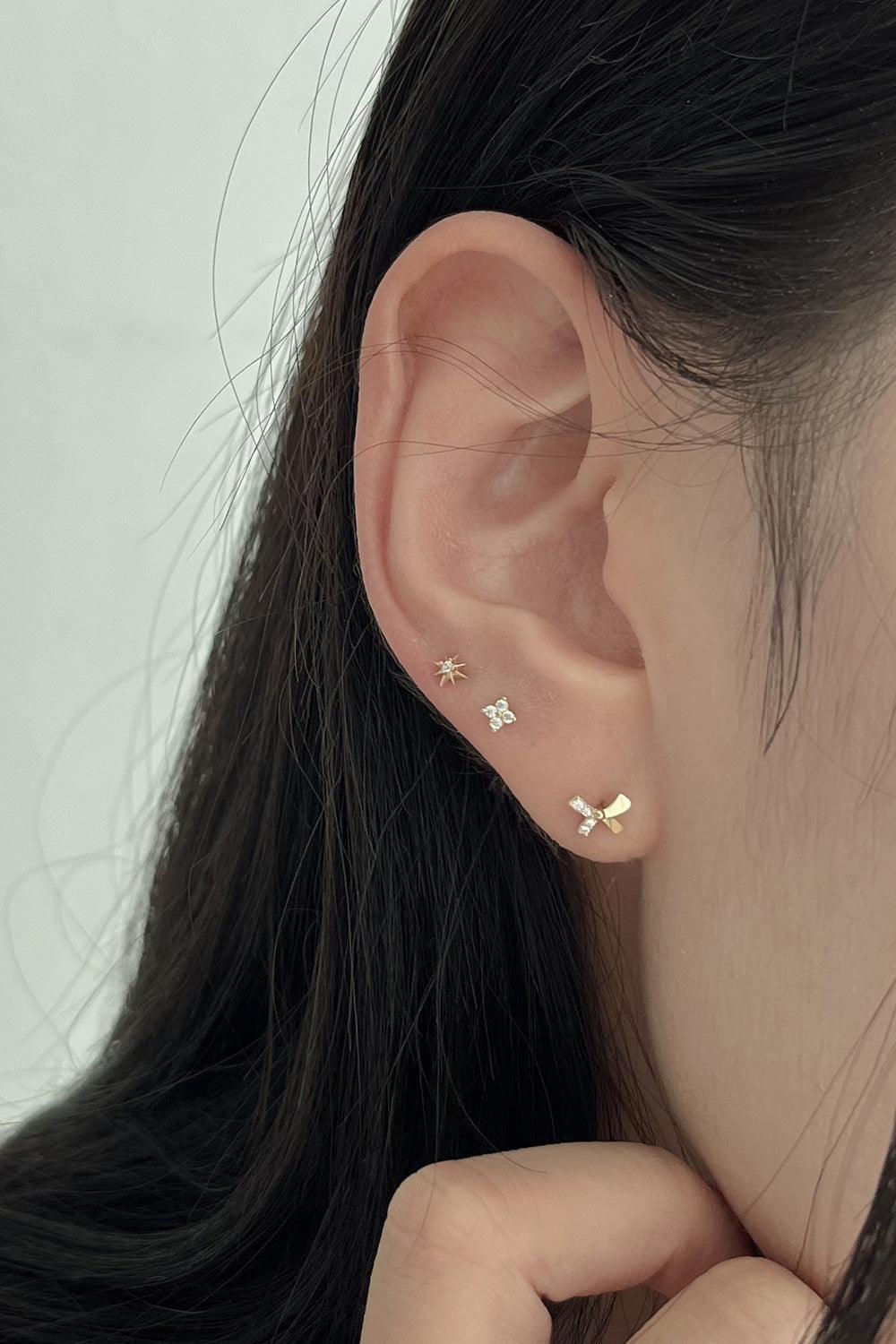 14k quattro flower piercing earrings - 4MiLi (フォーミリ)