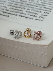 三日月×スター トリプルバーベルピアス (3Color) 16G ボディピアス キャッチ サージカルステンレス