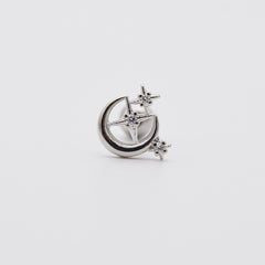 三日月×スター トリプルバーベルピアス (3Color) 16G ボディピアス キャッチ サージカルステンレス