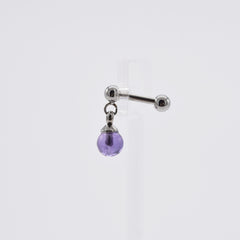 天然石ボールドロップピアス(オニキス/アメジスト/MOP/アクリルパール)サージカルステンレス 16G ボディピアス キャッチ made