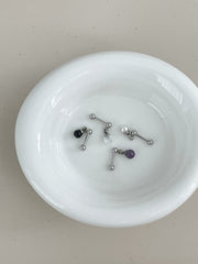 天然石ボールドロップピアス(オニキス/アメジスト/MOP/アクリルパール)サージカルステンレス 16G ボディピアス キャッチ made