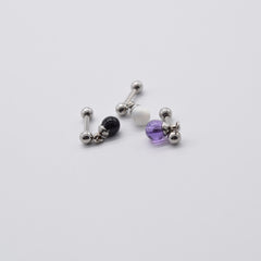 天然石ボールドロップピアス(オニキス/アメジスト/MOP/アクリルパール)サージカルステンレス 16G ボディピアス キャッチ made