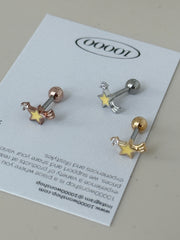 イエロー シューティングスター バーベルピアス (3Color) 16G ボディピアス キャッチ サージカルステンレス