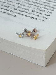 イエロー シューティングスター バーベルピアス (3Color) 16G ボディピアス キャッチ サージカルステンレス