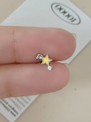 イエロー シューティングスター バーベルピアス (3Color) 16G ボディピアス キャッチ サージカルステンレス