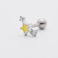イエロー シューティングスター バーベルピアス (3Color) 16G ボディピアス キャッチ サージカルステンレス