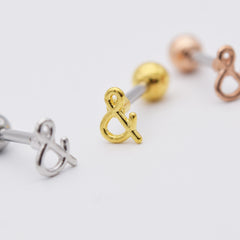 軟骨ピアス 16G ミニ「&」シンボル ピアス アンパサンド ミニロゴ シンプル