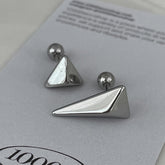 軟骨ピアス 16G ミニマル トライアングル スタッド バーベルピアス 2Type シャープ 立体トライアングル