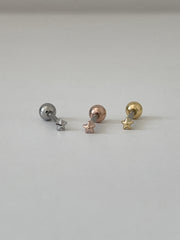 極小 ハート スター ムーン バーベルピアス (3Type) 16G 可愛い 軟骨用 韓国風 デイリー ボディピアス キャッチ サージカルステンレス