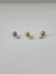 極小 ハート スター ムーン バーベルピアス (3Type) 16G 可愛い 軟骨用 韓国風 デイリー ボディピアス キャッチ サージカルステンレス