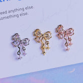 リボン スター ドロップ ピアス ボディピアス 16G キュービック 揺れる サージカルステンレス