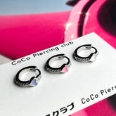 ต่างหูแหวนรูปหัวใจโรแมนติกคิวบิก (3สี) COCO.MADE