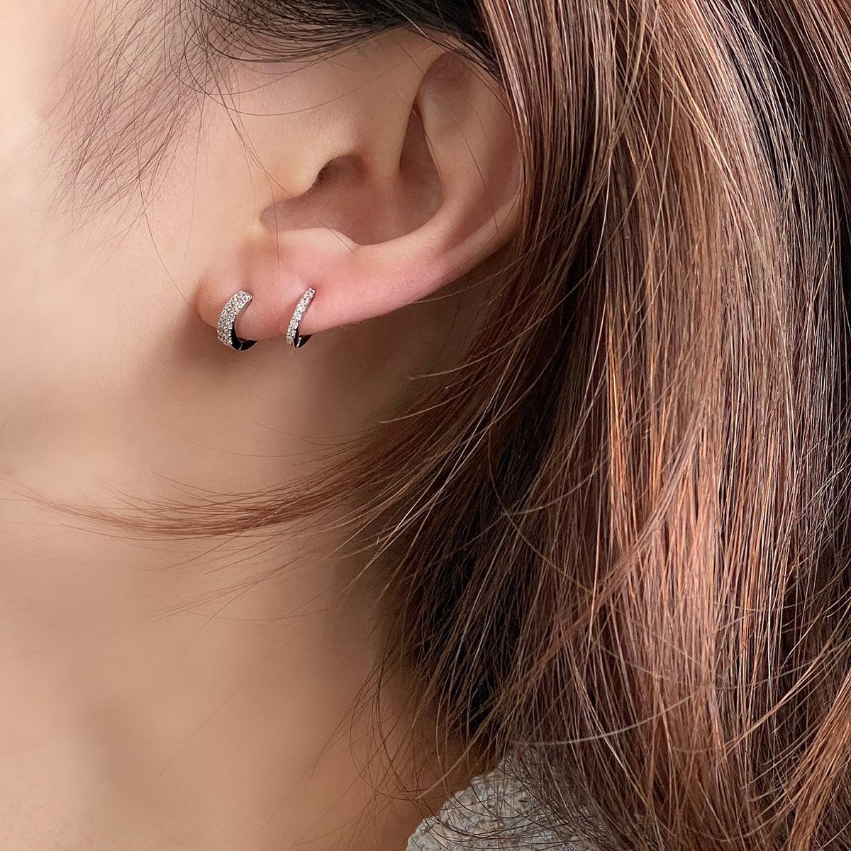 クラシック キュービック ワンタッチリングピアス (2Size 3Color) - 4MiLi (フォーミリ)