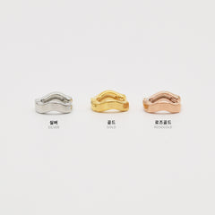 シンプルウェーブ ワンタッチ リングピアス 3色展開(真鍮)