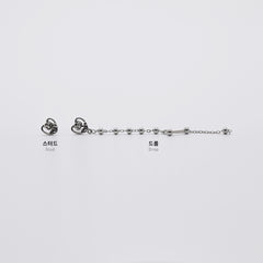 アンティーク調 ローズ&ハート チェーン ドロップピアス 2Type 16G ボディピアス キャッチ サージカルステンレス 薔薇 花モチーフ フラワーモチーフ