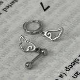 【全サージカルステンレス】アンティーク ウィングライン ドロップピアス(ボール/リング)