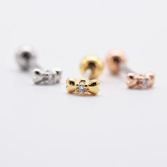プチボリューム リボンバーベルピアス ミニリボン (3Color) 16G 可愛い 軟骨用 韓国風 デイリー ボディピアス キャッチ サージカルステンレス