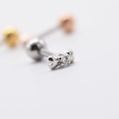 プチボリューム リボンバーベルピアス ミニリボン (3Color) 16G 可愛い 軟骨用 韓国風 デイリー ボディピアス キャッチ サージカルステンレス