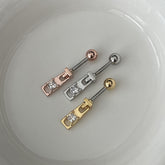 軟骨ピアス 16G ミニ スクエア キュービック バーベルピアス 3color ボディピアス ストレートバーベル 片耳用 ジッパー ファスナー