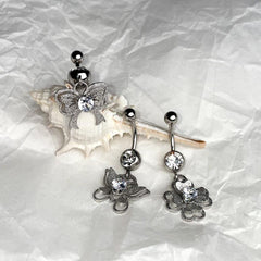 14G Glittery Powder (3Type) สะดือเจาะบาร์เบลกล้วย เจาะสะดือด้วยเหล็กผ่าตัดทั้งหมด เจาะร่างกาย