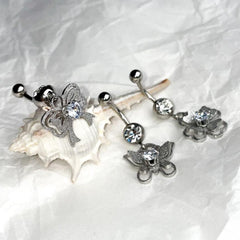 14G Glittery Powder (3Type) สะดือเจาะบาร์เบลกล้วย เจาะสะดือด้วยเหล็กผ่าตัดทั้งหมด เจาะร่างกาย