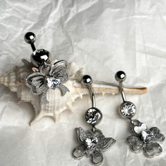 14G Glittery Powder (3Type) สะดือเจาะบาร์เบลกล้วย เจาะสะดือด้วยเหล็กผ่าตัดทั้งหมด เจาะร่างกาย