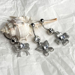 14G Glittery Powder (3Type) สะดือเจาะบาร์เบลกล้วย เจาะสะดือด้วยเหล็กผ่าตัดทั้งหมด เจาะร่างกาย