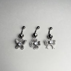 14G Glittery Powder (3Type) สะดือเจาะบาร์เบลกล้วย เจาะสะดือด้วยเหล็กผ่าตัดทั้งหมด เจาะร่างกาย