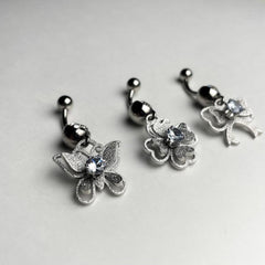 14G Glittery Powder (3Type) สะดือเจาะบาร์เบลกล้วย เจาะสะดือด้วยเหล็กผ่าตัดทั้งหมด เจาะร่างกาย