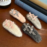 ヘアリーファー ベルベットリボン ヘアピン (4color) - 4MiLi (フォーミリ)