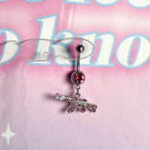 14G Pink Pistol Motif Gun Handgun Belly Button Piercing Banana Barbell