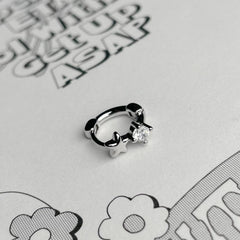 Star & Cubic Medium Ring Earrings (Single Ear)