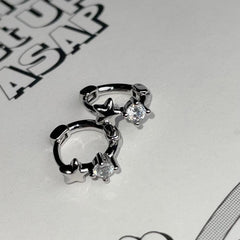 Star & Cubic Medium Ring Earrings (Single Ear)
