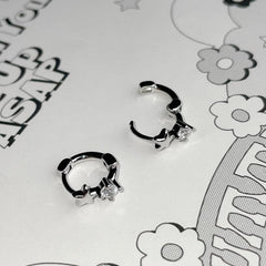 Star & Cubic Medium Ring Earrings (Single Ear)