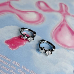 Star & Cubic Medium Ring Earrings (Single Ear)