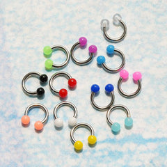 カラーアクリル サーキュラーバーベル ピアッシング(12Color) 16G - 4MiLi (フォーミリ)