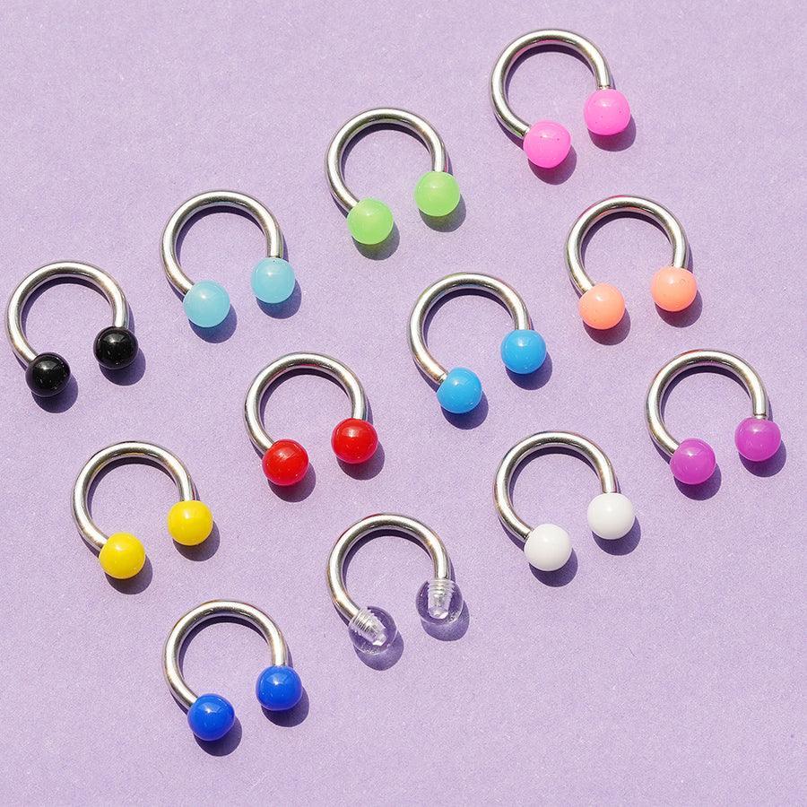 カラーアクリル サーキュラーバーベル ピアッシング(12Color) 16G - 4MiLi (フォーミリ)