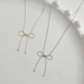 ライン リボン チョーカー ネックレス (2Color) シンプル デイリー ラブリー - 4MiLi (フォーミリ)