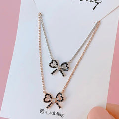 ブラック キュービック リボン ネックレス (2Color) - 4MiLi (フォーミリ)