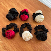 サテン ローズ シュシュ&ヘアクリップ (2type/3color) - 4MiLi (フォーミリ)