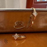 14k rombus cubic one touch earring - 4MiLi (フォーミリ)