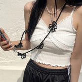 フラワー ビーズ クロス マホ ネックストラップ (3Color) 全機種対応 ストラップホルダー ショルダー 携帯ショルダー 携帯ストラップ 首掛け 肩掛け 斜めがけ