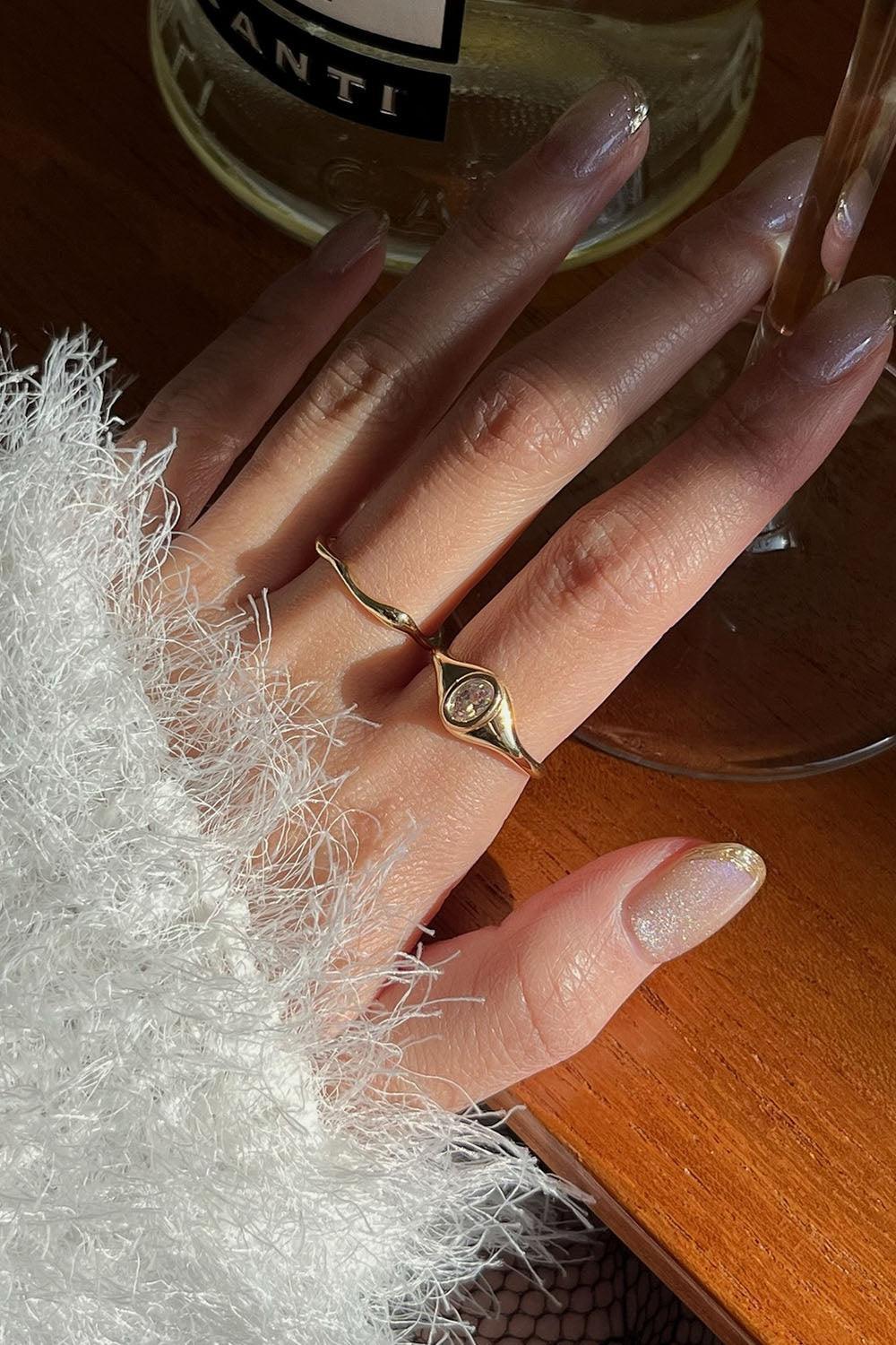 14k cubic oval bold ring - 4MiLi (フォーミリ)