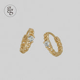 14k chain cubic one touch ring earring - 4MiLi (フォーミリ)