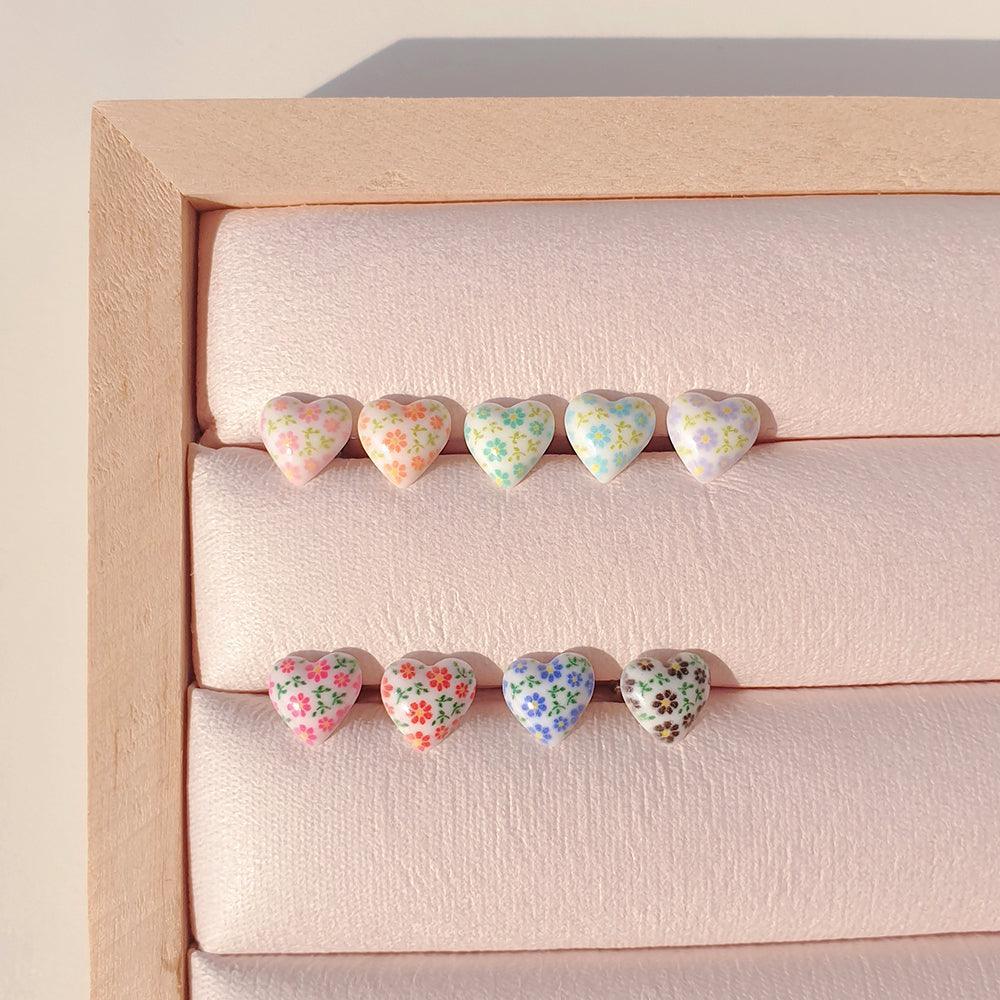 フラワーパターンハート ピアッシング (9Color) - 4MiLi (フォーミリ)