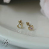 เจาะหัวใจกลาง 14k คิวบิก 21G